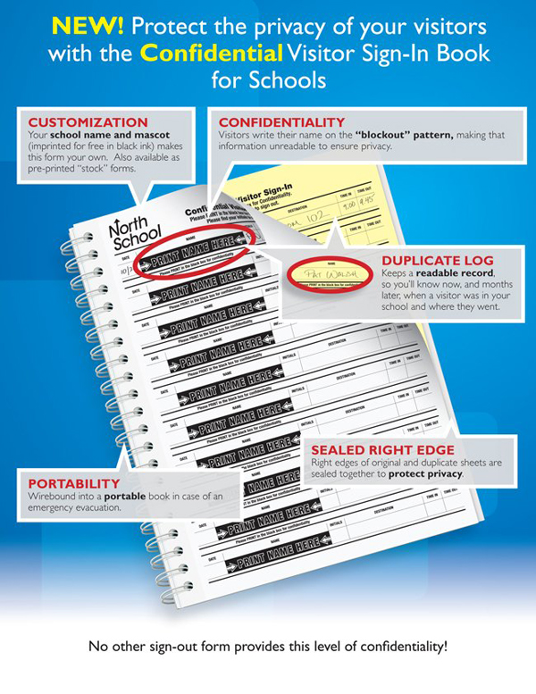Confidential Sign-In Book for school security 