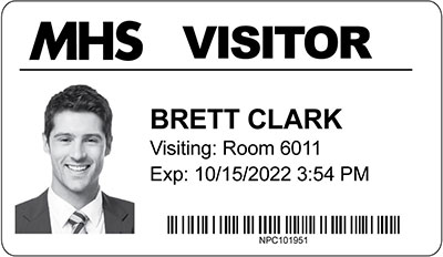 visitor badge that is printed clearly