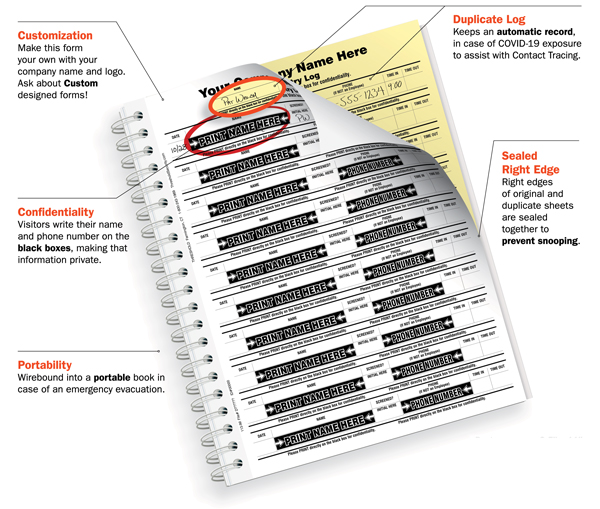 Confidential Visitor Sign-In Book with Contact Tracing