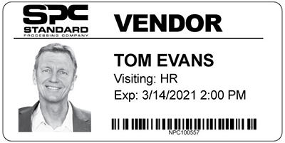 vendor badge printed with visitor management system
