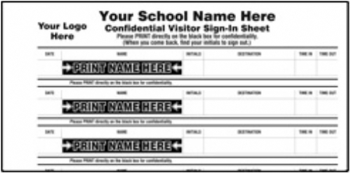 Confidential Sign-In Book, protect school visitor privacy, 2-part carbonless form